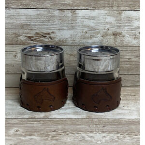 Vintage Libbey Bamco Salt And Pepper Shakers Brown Leather Horse Western Ranch